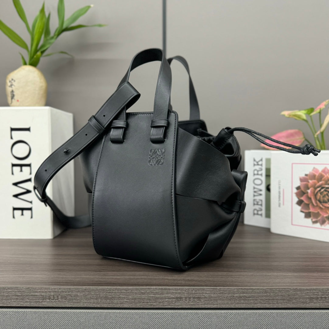 Loewe Hammock Compact 17 Handbag in Black Calfskin 274137