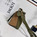 Loewe Small Puzzle bag 24 in Classic Green Cowhide and Suede 274495
