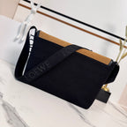 Loewe Medium Flex bag in Black mix Brown Suede/Canvas 274484