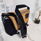 Loewe Medium Flex bag in Black mix Brown Suede/Canvas 274484