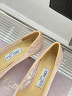 JC25WF Rhinestone Bow Pionted Toe High Heels 65 Nude Sheepskin 573536