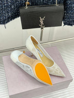 Jimmy Choo Classic Lace 65mm Pointed-Toe High Heels White Sheepskin 573531