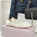 Jimmy Choo Classic Lace Pointed-Toe Ballet Flats White Sheepskin 573525