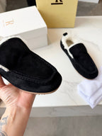 The Row 2025 Autumn/Winter New Slip-on Wool Loafers Black 576845