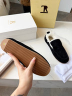 The Row 2025 Autumn/Winter New Slip-on Wool Loafers Black 576845