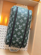 LV Cosmetic Bag 24 Dark Green Monogram Canvas Cowhide 274808