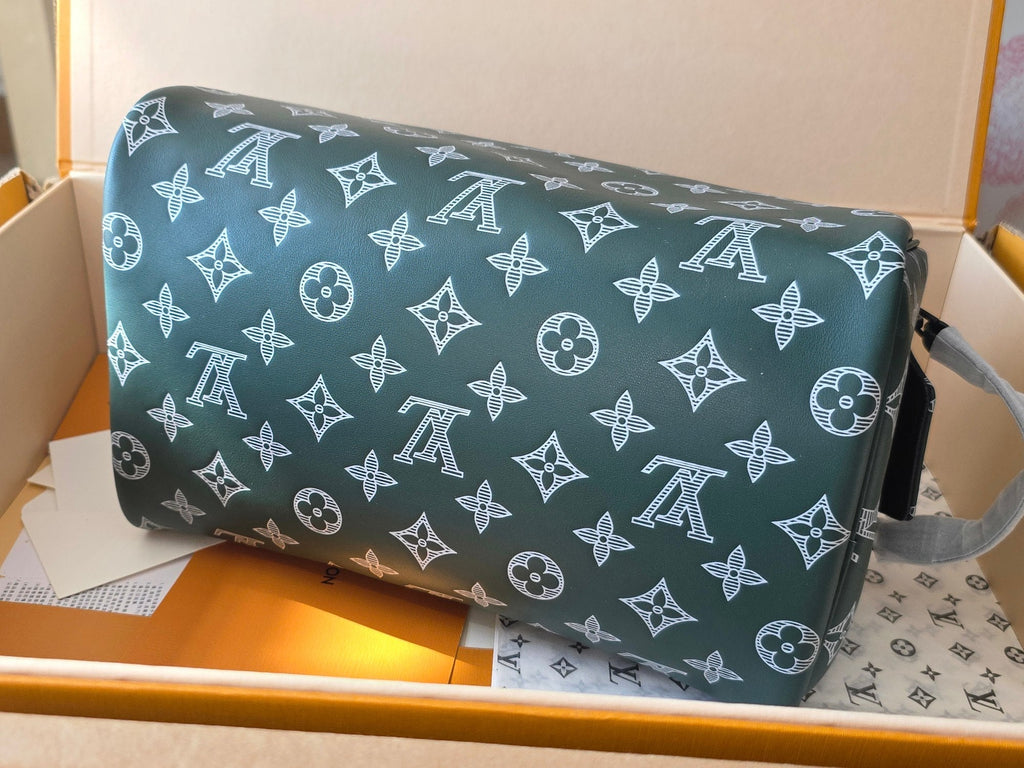 LV Cosmetic Bag 24 Dark Green Monogram Canvas Cowhide 274808