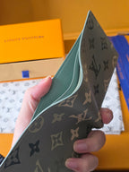 Lv Card Holder 11.5 Camouflage Green PVC Fabric with Leather 274820