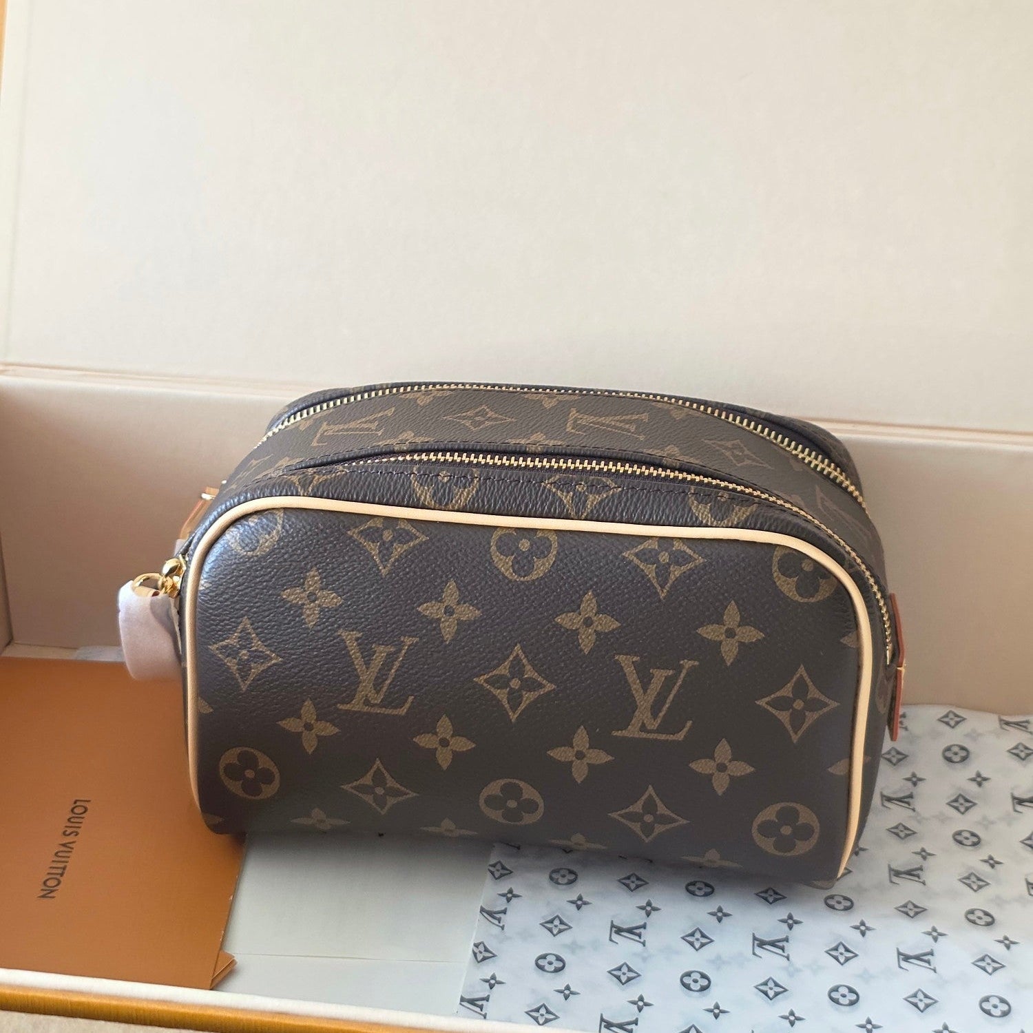 LV Dopp Kit Toilet Pouch Brown Monogram Canvas 274853