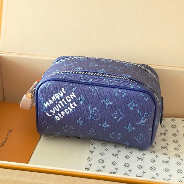 LV Dopp Kit Toilet Pouch Royal Blue Monogram Canvas 274854