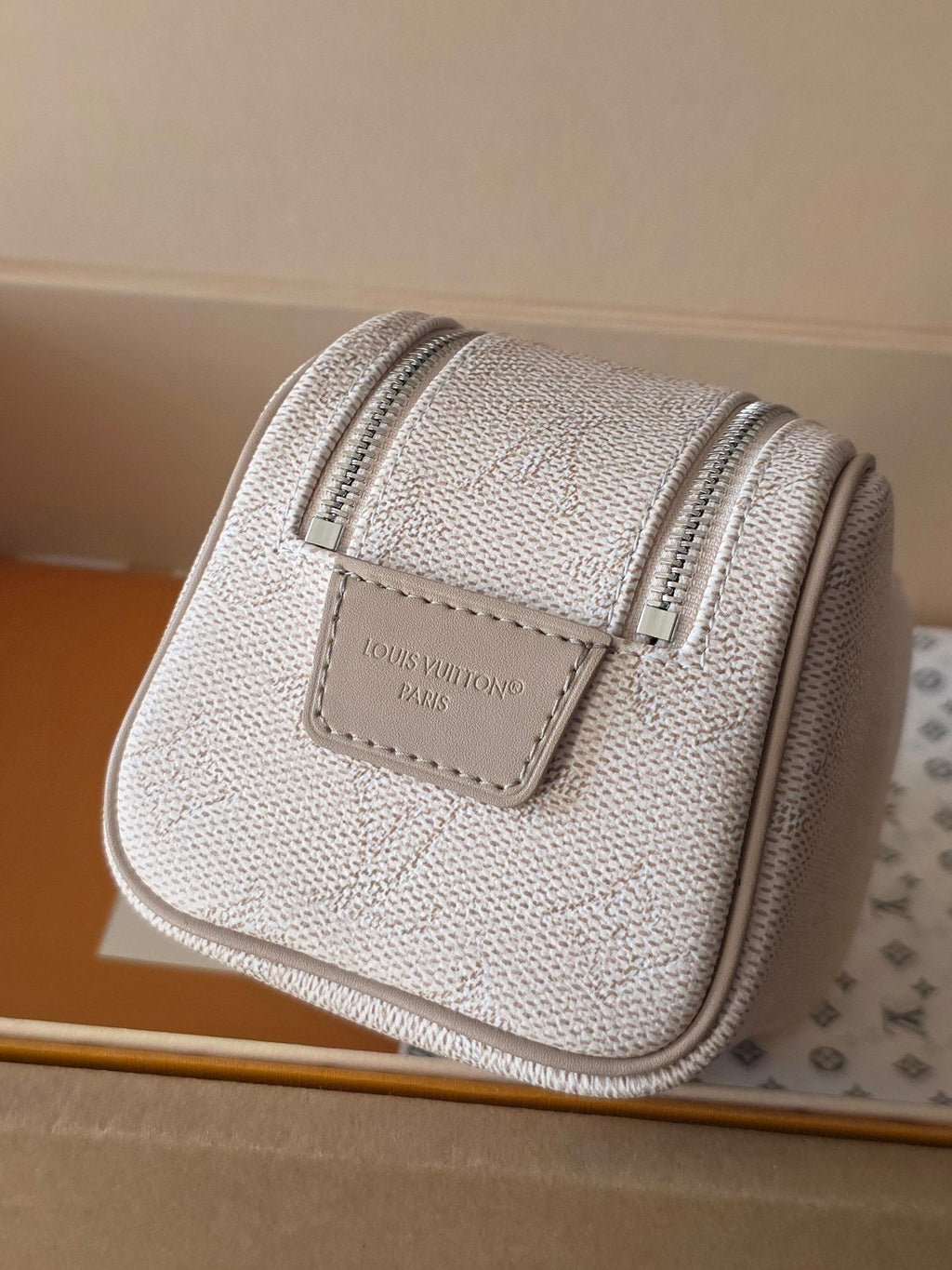 LV Dopp Kit Toilet Pouch Apricot Monogram Canvas 274855