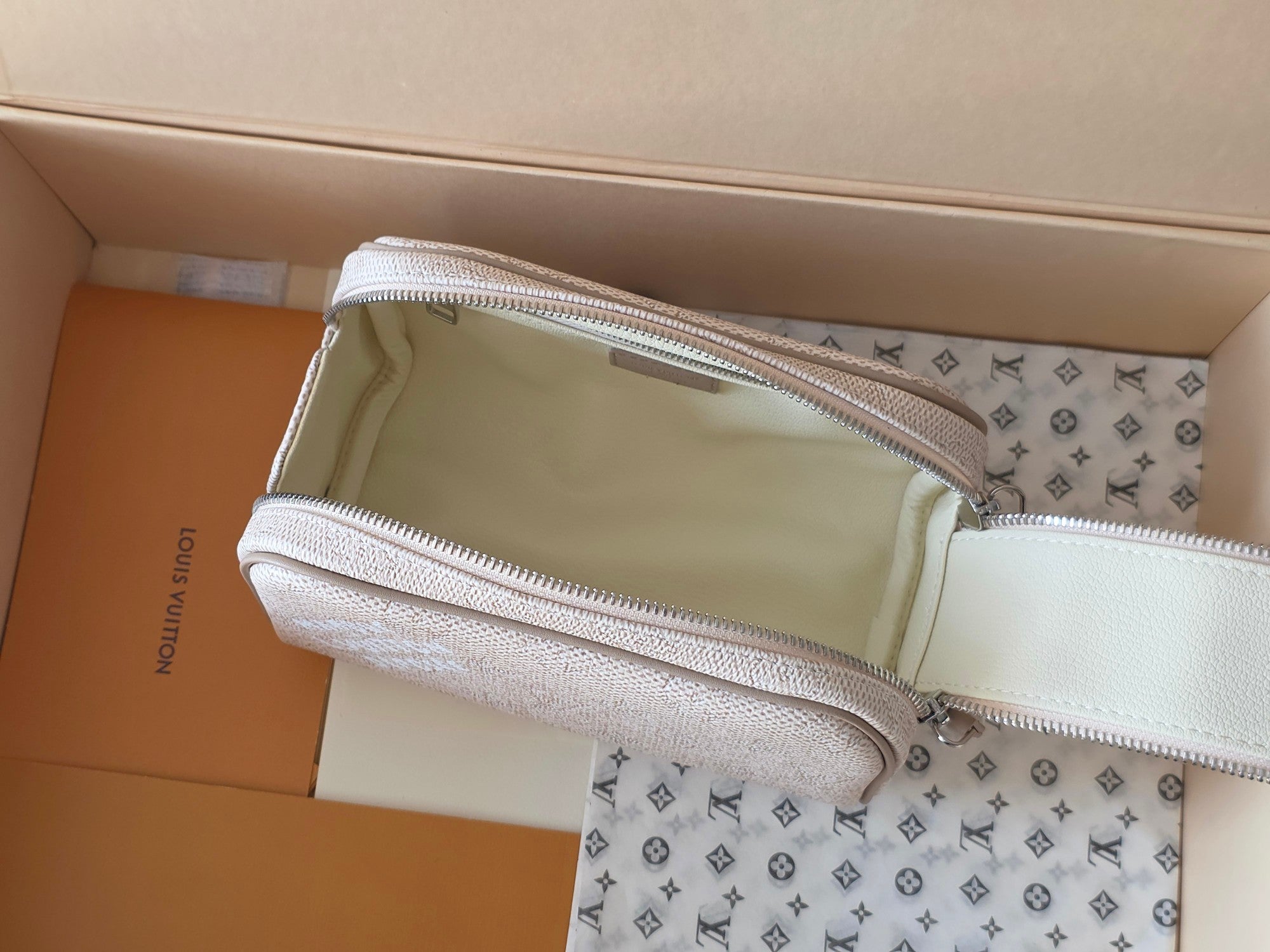 LV Dopp Kit Toilet Pouch Apricot Monogram Canvas 274855