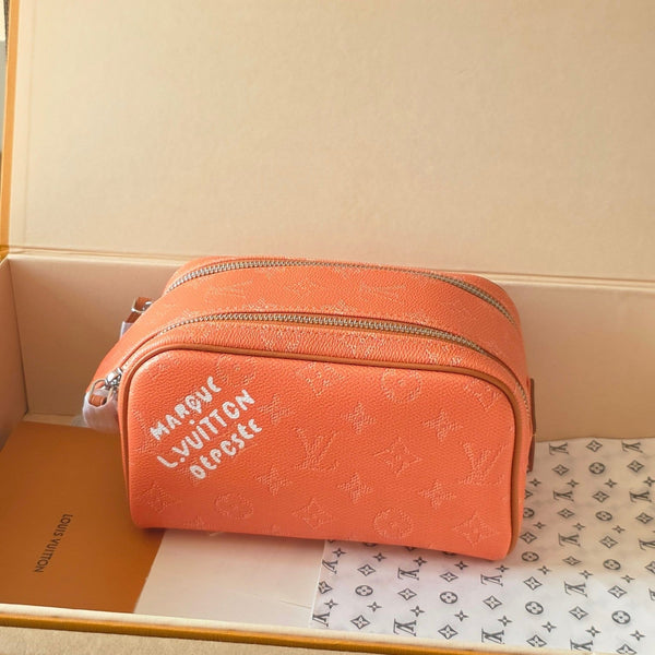 LV Dopp Kit Toilet Pouch Orange Monogram Canvas 274857