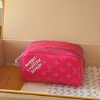 LV Dopp Kit Toilet Pouch Rose Red Monogram Canvas 274858