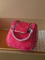 LV Dopp Kit Toilet Pouch Rose Red Monogram Canvas 274858