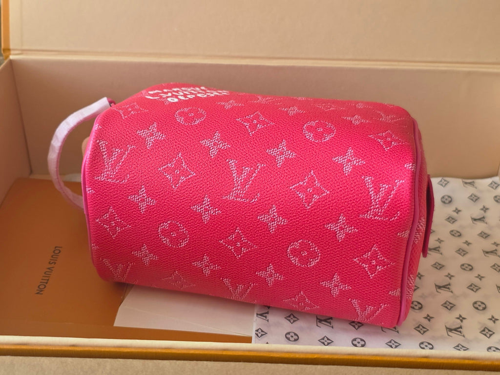 LV Dopp Kit Toilet Pouch Rose Red Monogram Canvas 274858