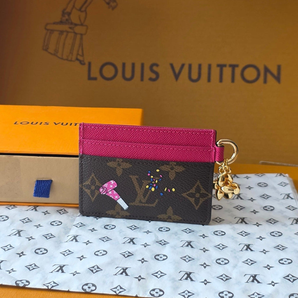LV Christmas Collection Charms Card Holder Brown Monogram Canvas 274907