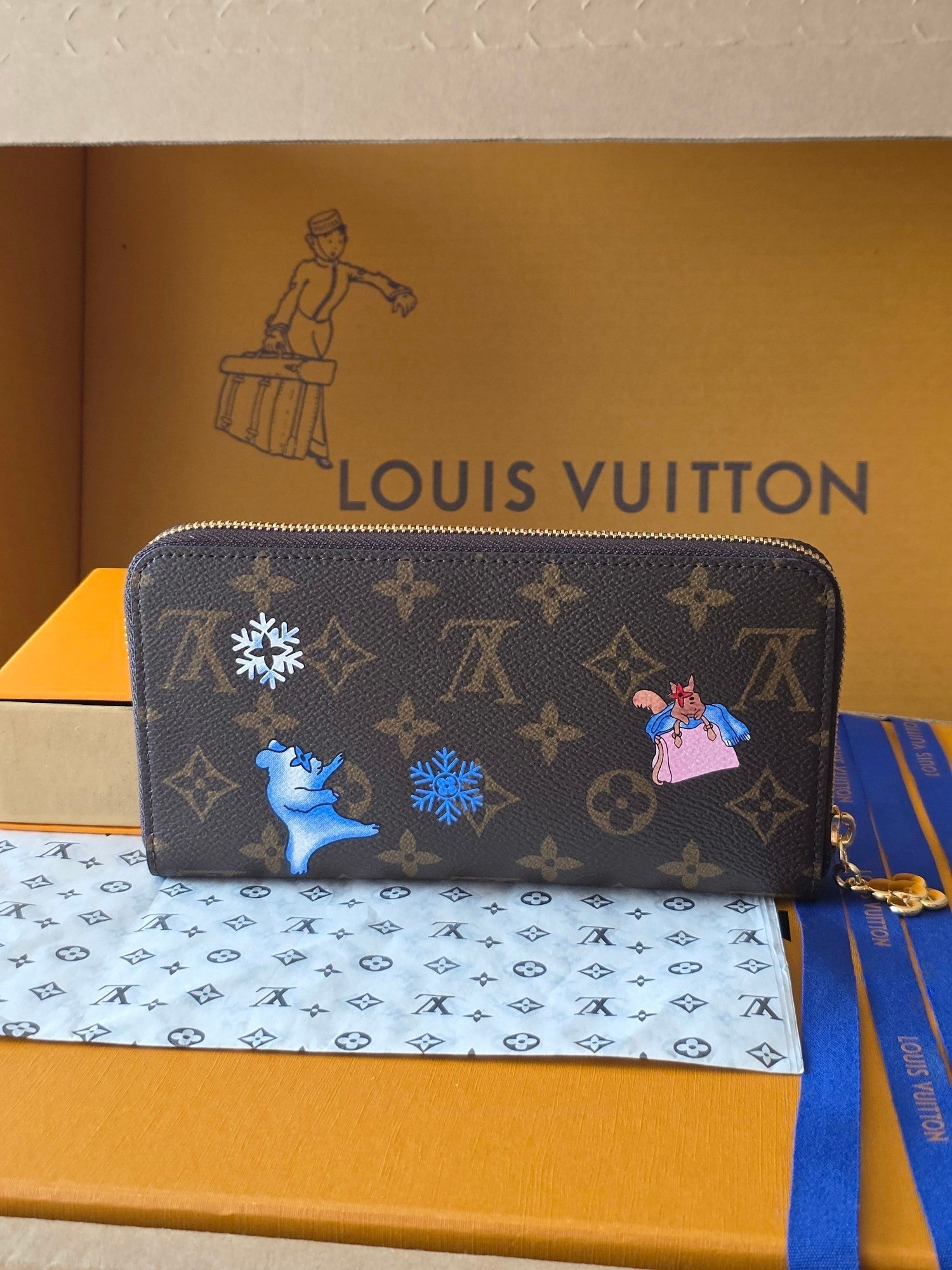 LV Christmas Collection Zippy Zipper Wallet Brown Monogram Canvas 274908