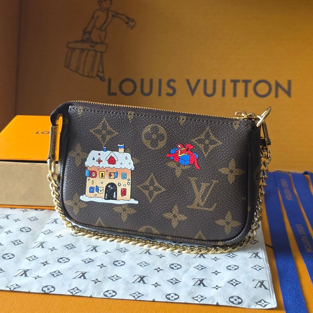LV Chrismas Collection Mini Pochette Accessoires clutch bag Brown Monogram Canvas 274915