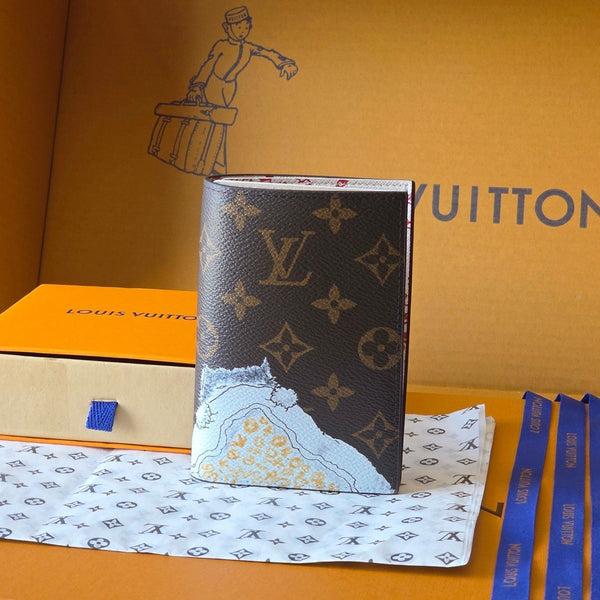 LV  New Cat Passport Holder Brown PVC Monogram Fabric paired with Cowhide 274996