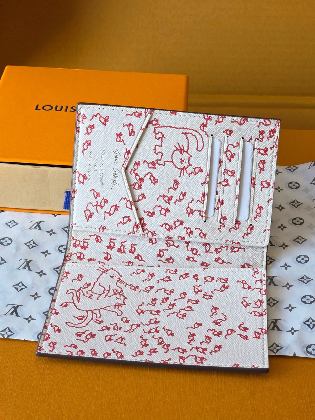 LV  New Cat Passport Holder Brown PVC Monogram Fabric paired with Cowhide 274996