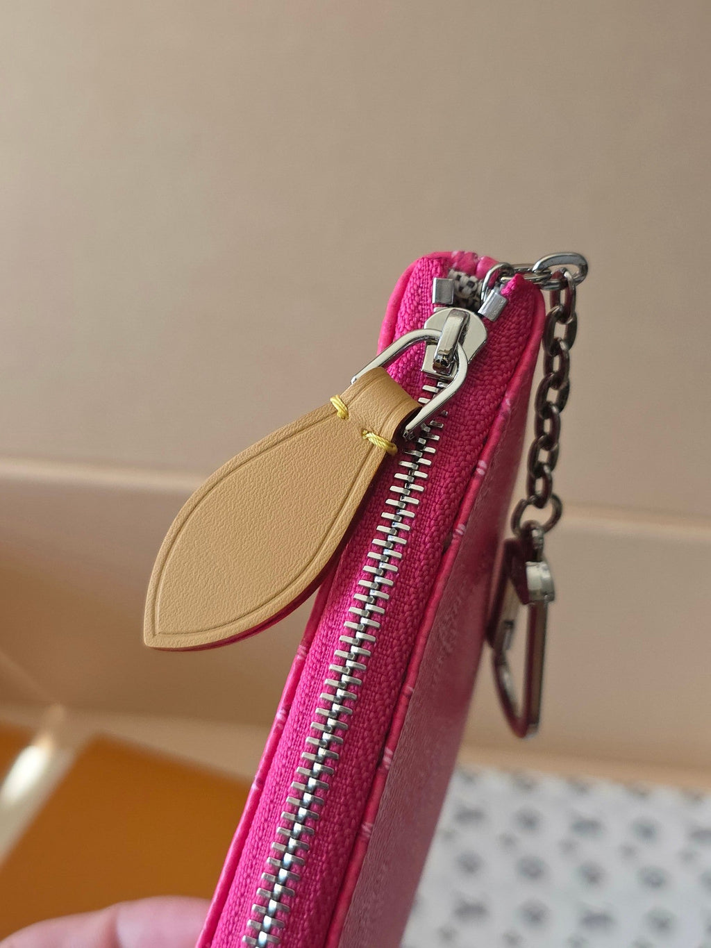LV Key Pouch S Rose Red PVC Fabric with Leather 275142