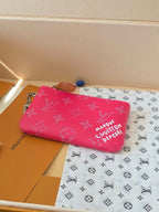 LV Key Pouch S Rose Red PVC Fabric with Leather 275142