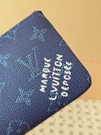 LV Key Pouch S Blue PVC Fabric with Leather 275143