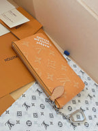 LV Key Pouch S Yellow PVC Fabric with Leather 275144