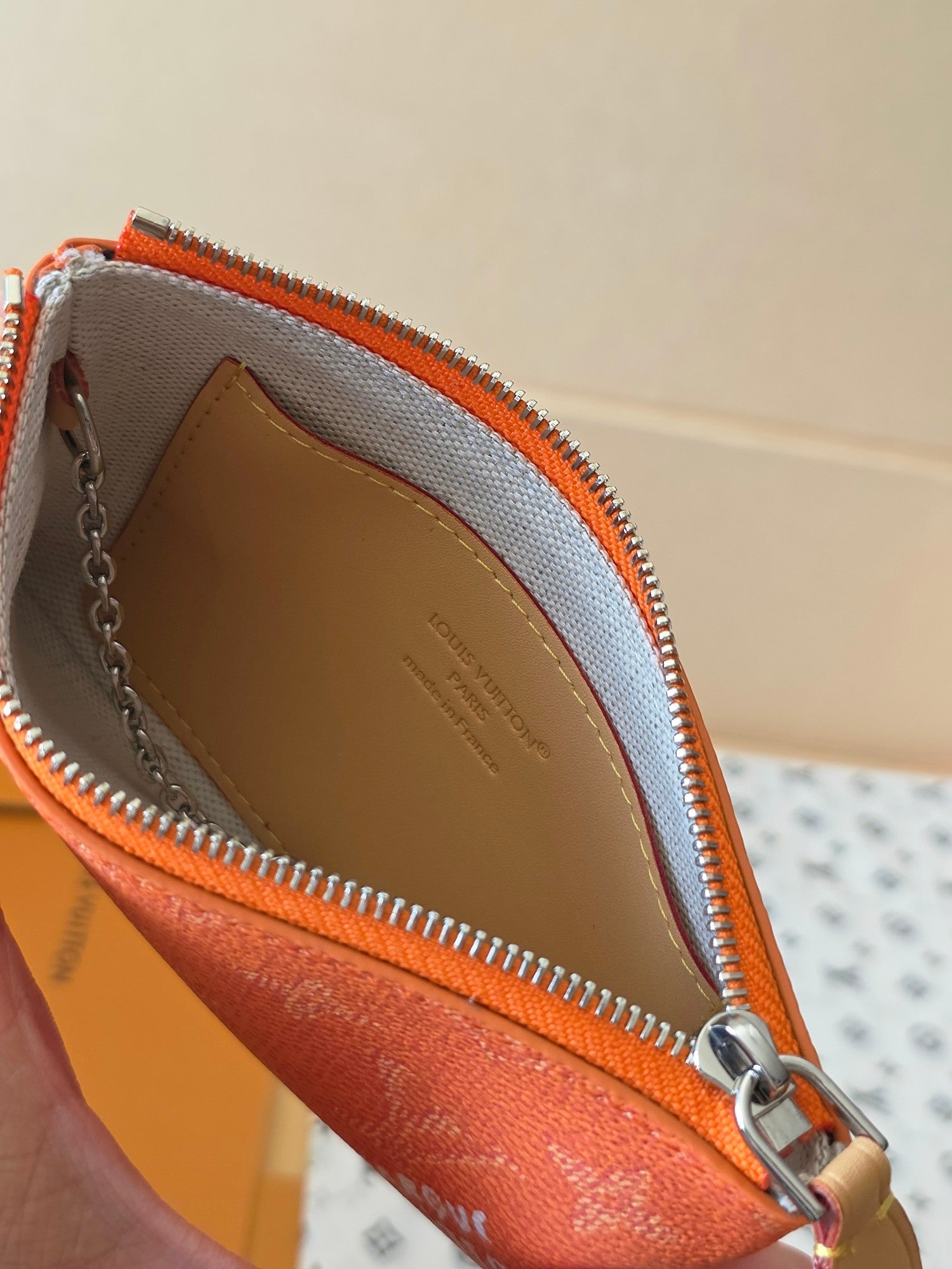 LV Key Pouch S Oragne PVC Fabric with Leather 275147