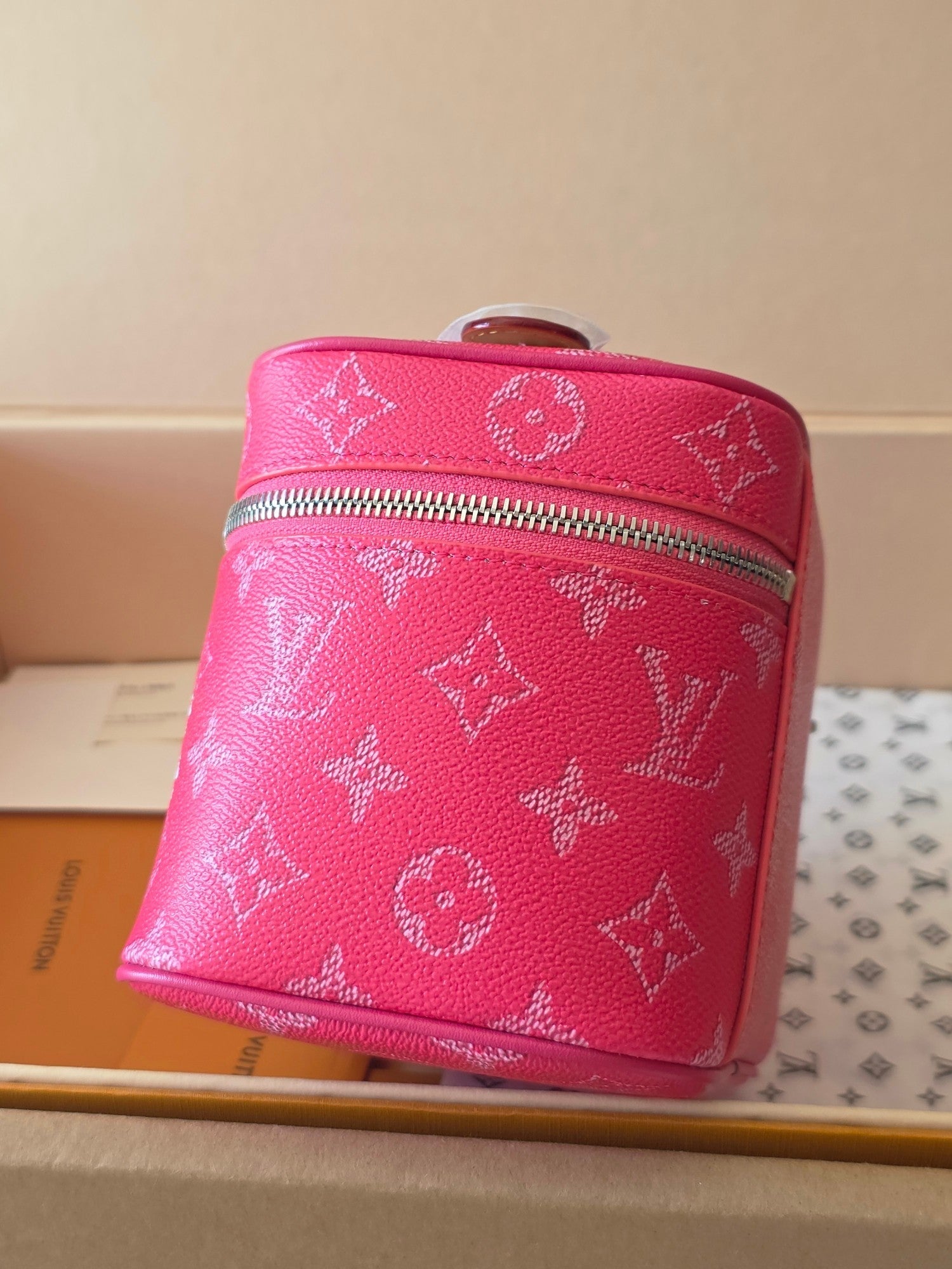 LV Nice Mini Toiletry Bag Rose Red Monogram Canvas 275166