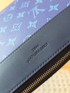 LV Pochette Voyaye Souple Clutch Bag Blue Monogram Eclipse Canvas 275170