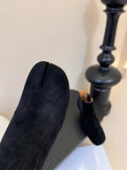 Maison Margiela Tabi Ankle Boots Short Heel Black Cowhide Suede 580427