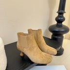 Maison Margiela Tabi Ankle Boots Short Heel Brown Cowhide Suede 580425
