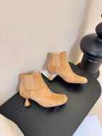 Maison Margiela Tabi Ankle Boots Short Heel Brown Cowhide Suede 580425