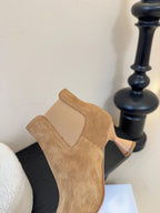 Maison Margiela Tabi Ankle Boots Short Heel Brown Cowhide Suede 580425