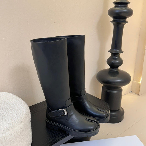Maison Margiel 25AW New Split-Toe Rider Black Boots Sheepskin 580424