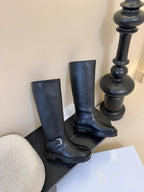 Maison Margiel 25AW New Split-Toe Rider Black Boots Sheepskin 580424