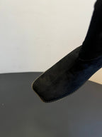 Maison Margiel 25ss Cool Square Toe Tall Riding Boots Black Suede 580413