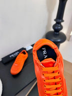 Prada Classic Retro Sneakers – Sport & Casual Style Orange in Sheepskin Fabric 580380