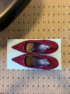 Prada 25ss Burgundy Pointed Toe Low-Cut Heels in Suede 580370