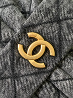 Chanel 25K Bow Bag 38cm Dark Gray Gold Denim Leather 275871
