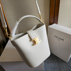 Celine New Small White Bucket Bag in Calfskin 276312