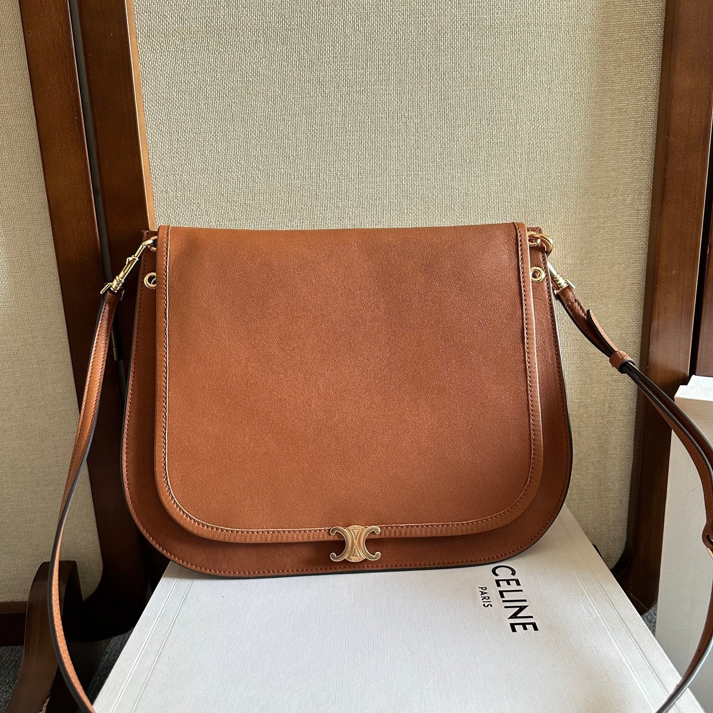Celine Besace Soft Triome Brown Handbag in Lambskin 276305