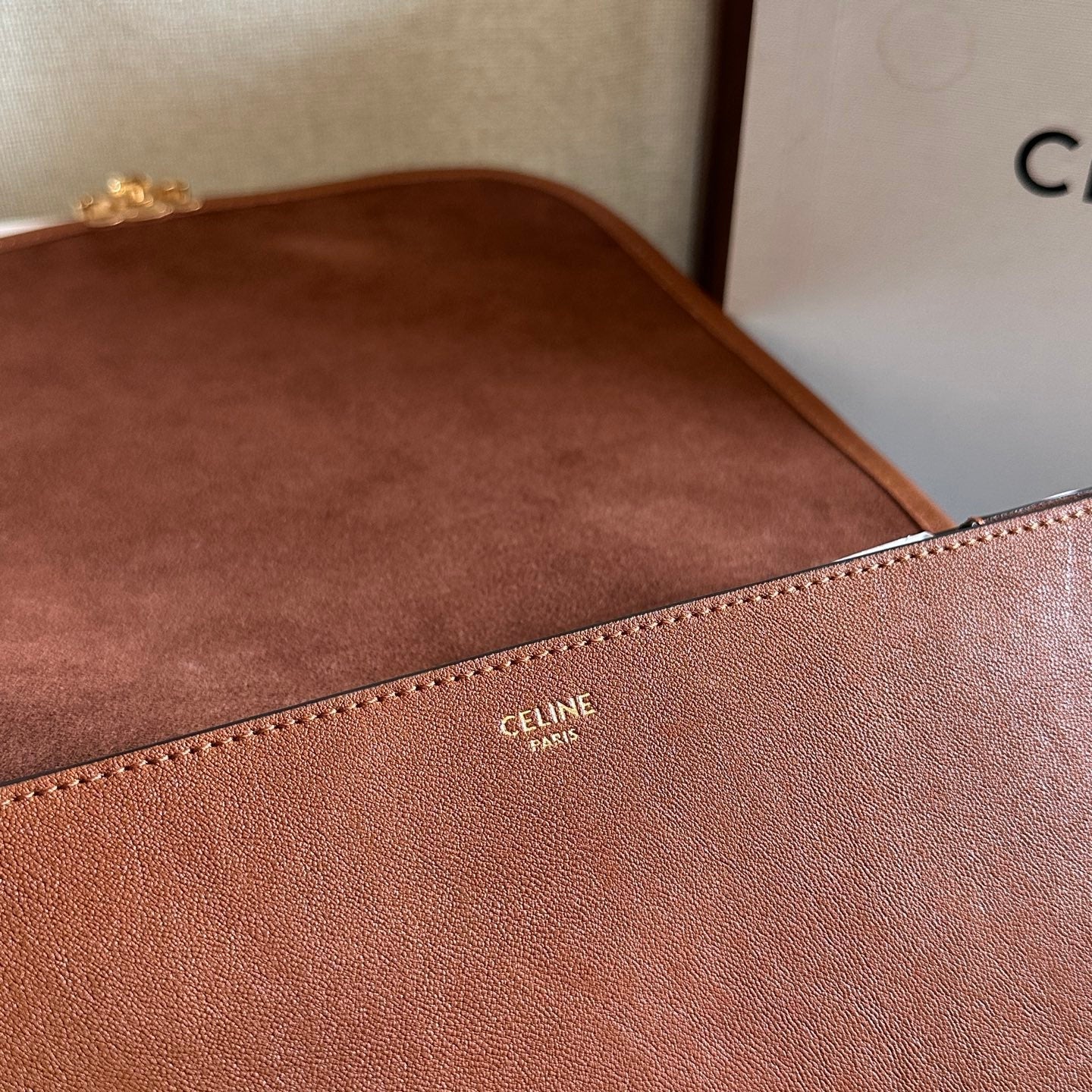 Celine Besace Soft Triome Brown Handbag in Lambskin 276305