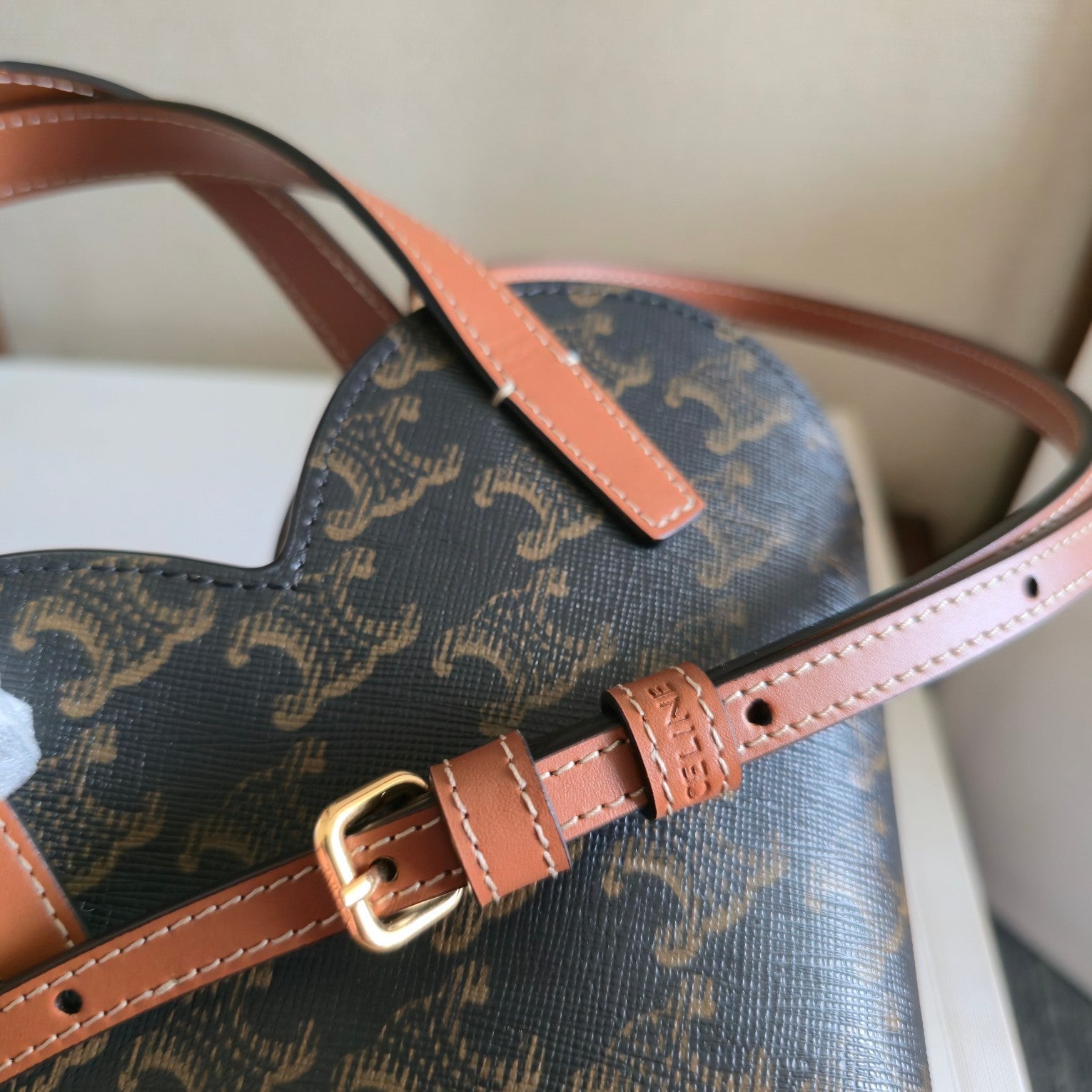 Celine Heart-Shaped Black Brown Bag in PVC Fabric with Leather 276287