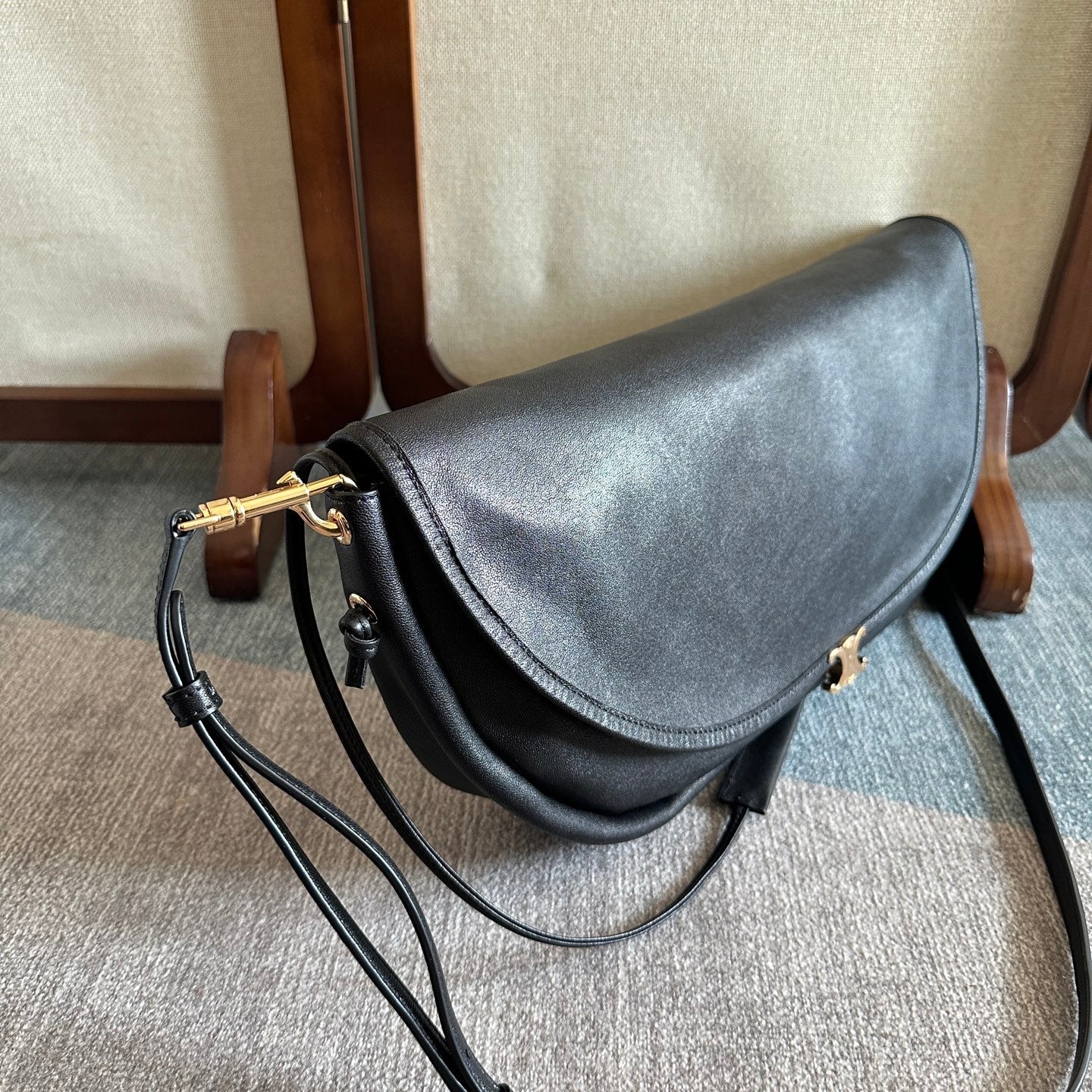 Celine Half Moon Black Bag In Lambskin 276271