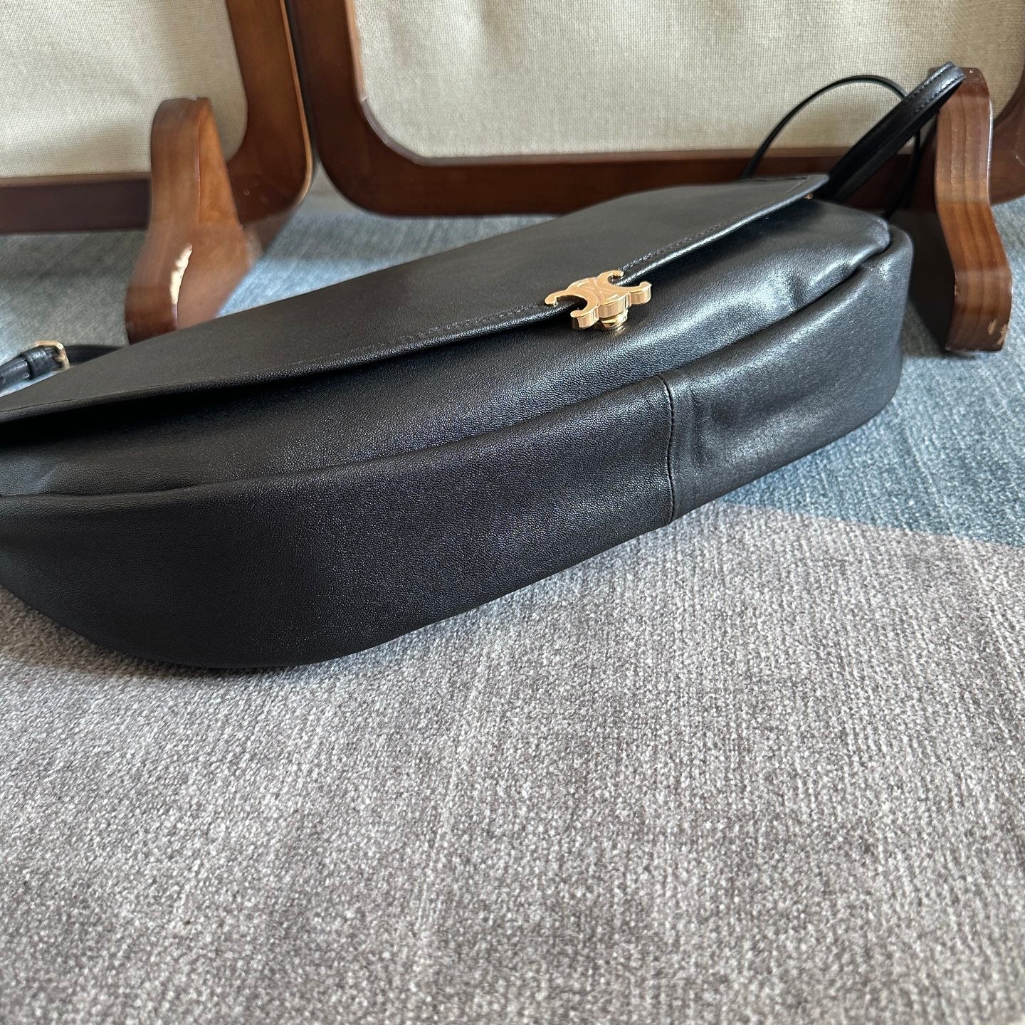 Celine Half Moon Black Bag In Lambskin 276271
