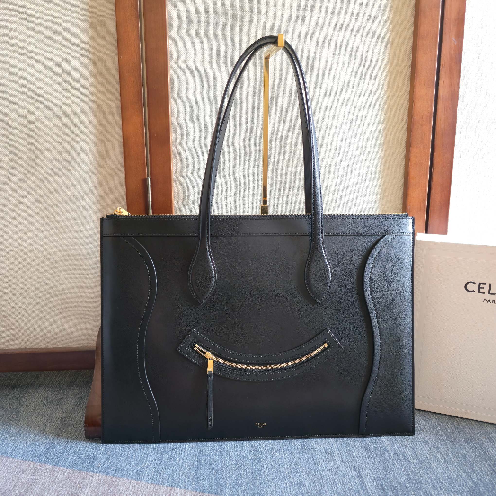 Celine 26 New Smiley Face Black Bag in Cowhide 276207