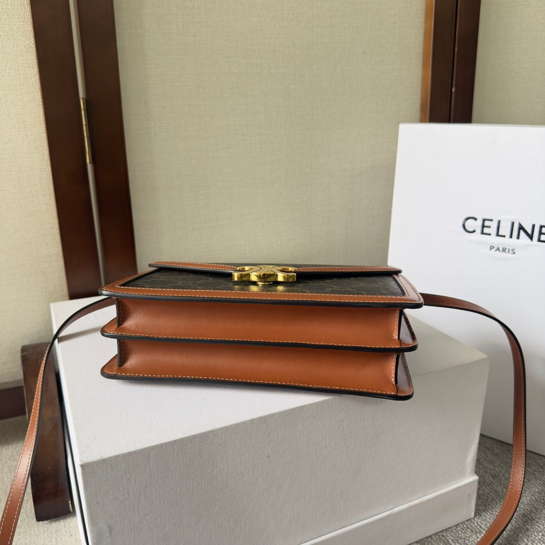 Celine New Large WOC Envelope Black Brown Bag in PVC Fabric with Leather 276284